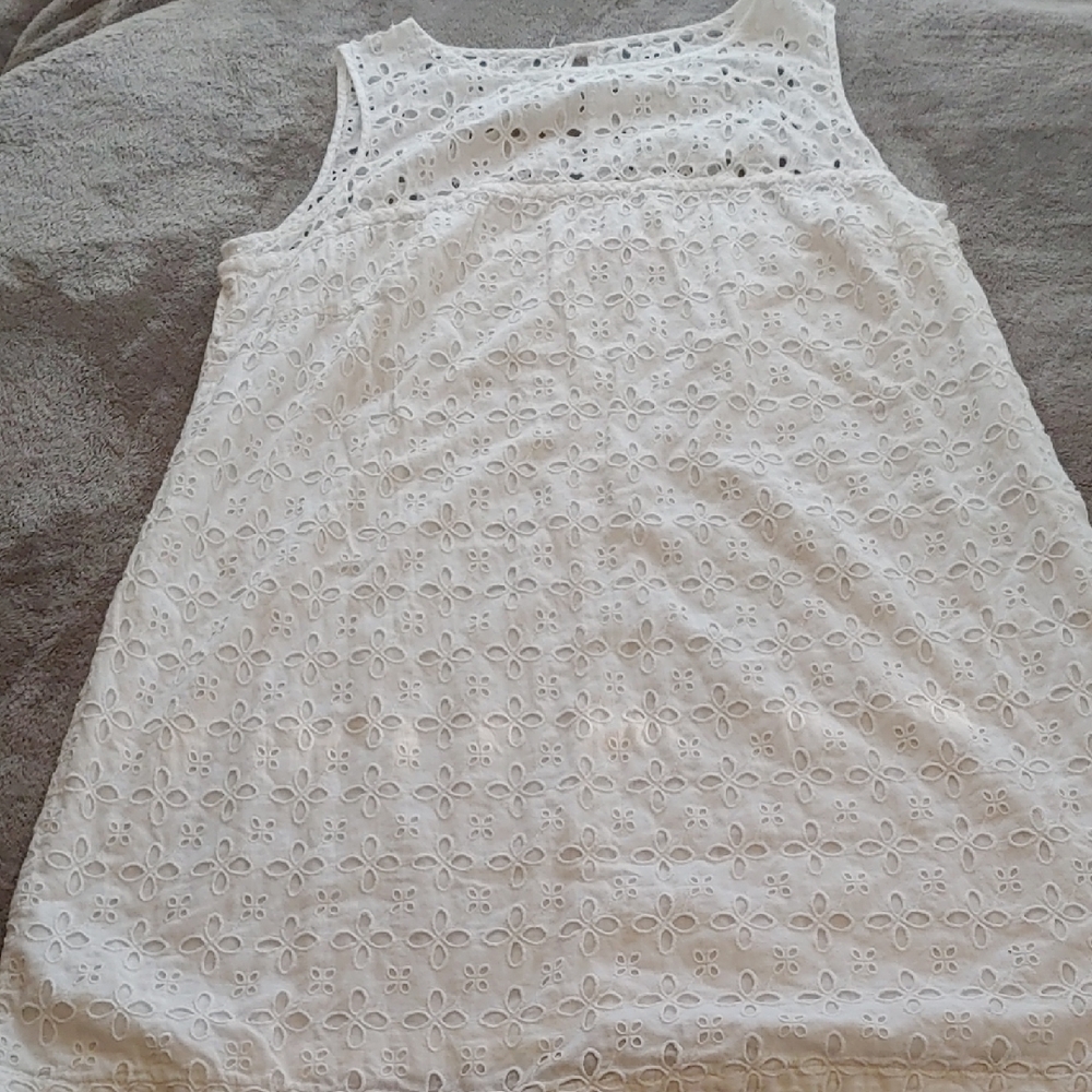 Vintage R&K Originals White Eyelet Sleeveless Shift Dress Sz 20W